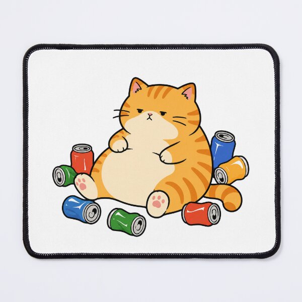 Item preview, Lazy Soda Cat Funny Chubby Orange Cat Drinking Soda Cartoon Design designed and sold by MonkiFlipp.