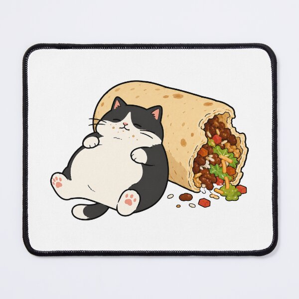 Item preview, Cute Burrito Cat Funny Chubby Tuxedo Cat Food Lover Cartoon Design designed and sold by MonkiFlipp.