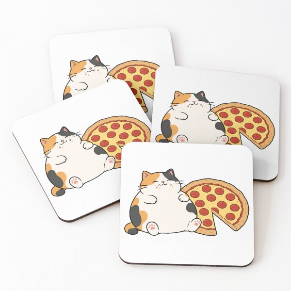 Item preview, Cute Pizza Cat Funny Chubby Calico Cat Pizza Lover Cartoon Design designed and sold by MonkiFlipp.