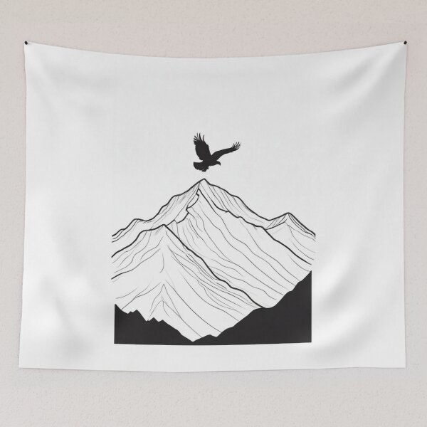 Item preview, Art - Stylized Mountain and Eagle Landscape, Modern Graphic Aesthetic designed and sold by World-Pets.