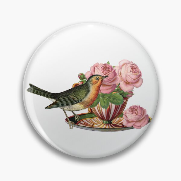 Item preview, Vintage Teacup with Roses and Robin Cottagecore Illustration designed and sold by RGB-crayon.