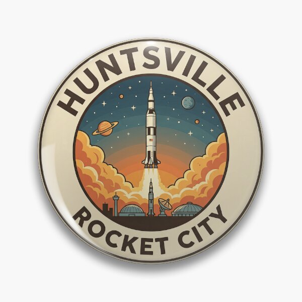 Item preview, Huntsville Alabama Rocket City Vintage Space Badge designed and sold by CKaracaCrafted.