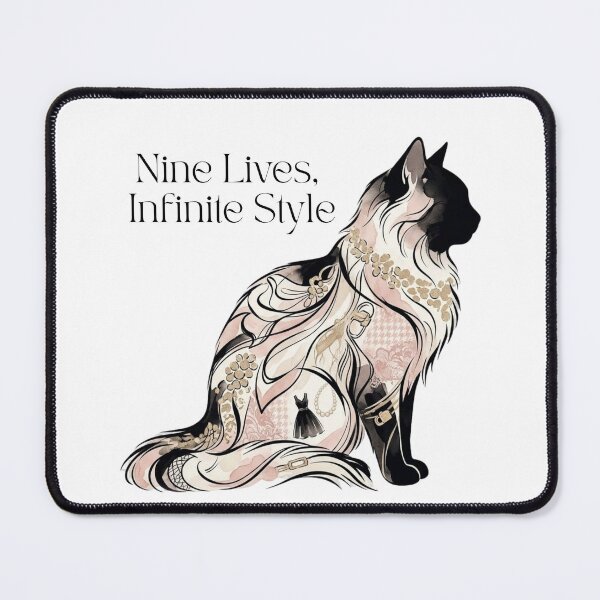 Item preview, Nine Lives, Infinite Style – Fashion Illustration Cat designed and sold by RunningWhiskers.