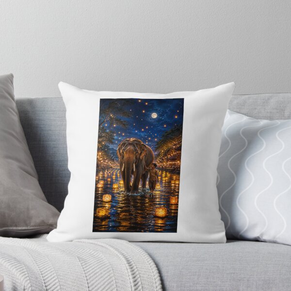 Item preview, The Elephant and the Lantern River Emotional Fantasy Art designed and sold by TaiwoDesigns.