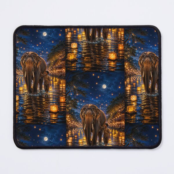 Item preview, The Elephant and the Lantern River Emotional Fantasy Art designed and sold by TaiwoDesigns.