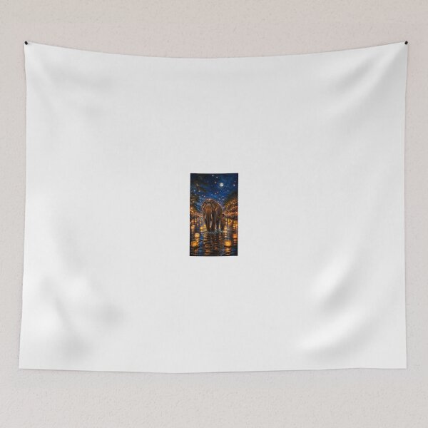 Item preview, The Elephant and the Lantern River Emotional Fantasy Art designed and sold by TaiwoDesigns.