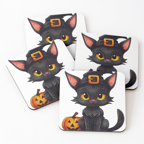 Item preview, Cute Halloween Black Cat with Witch Hat and Pumpkin designed and sold by Antony004.