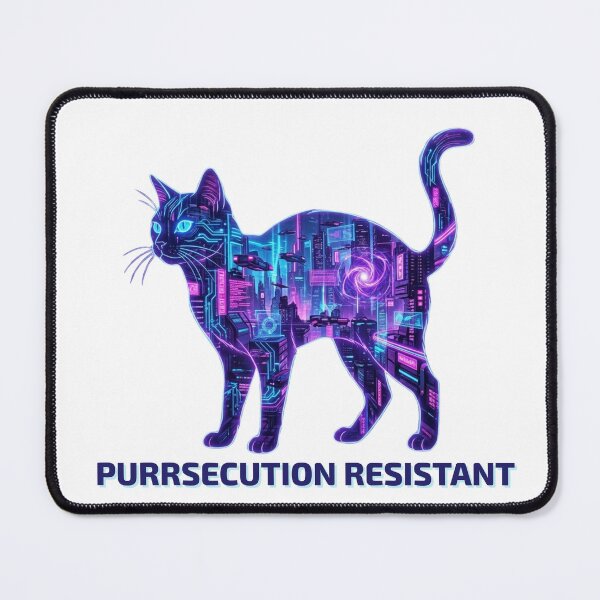 Item preview, Purrsecution Resistant – Cyberpunk Cat designed and sold by RunningWhiskers.