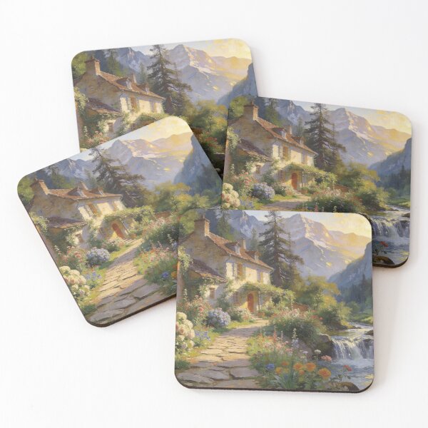 Item preview, Alpine Cottage Paradise - Scenic Mountain River Path designed and sold by BlareBlare.