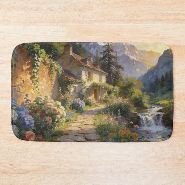 Item preview, Alpine Cottage Paradise - Scenic Mountain River Path designed and sold by BlareBlare.