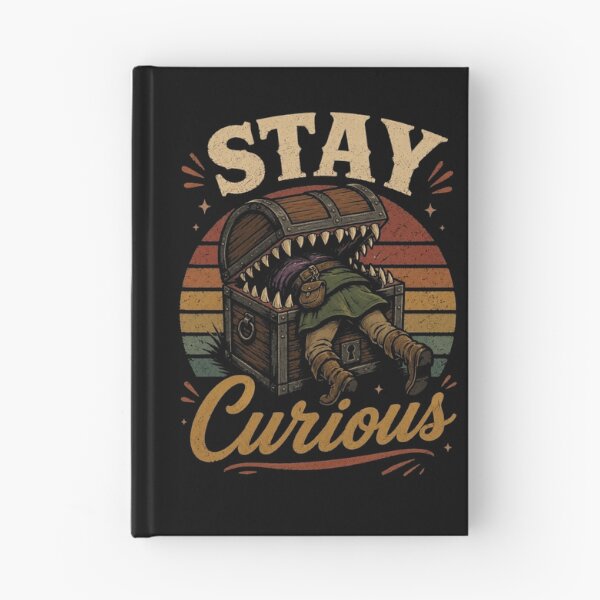 Item preview, Stay Curious – Funny Fantasy Mimic Treasure Chest Monster Retro RPG Design designed and sold by Digital Dreamtales.