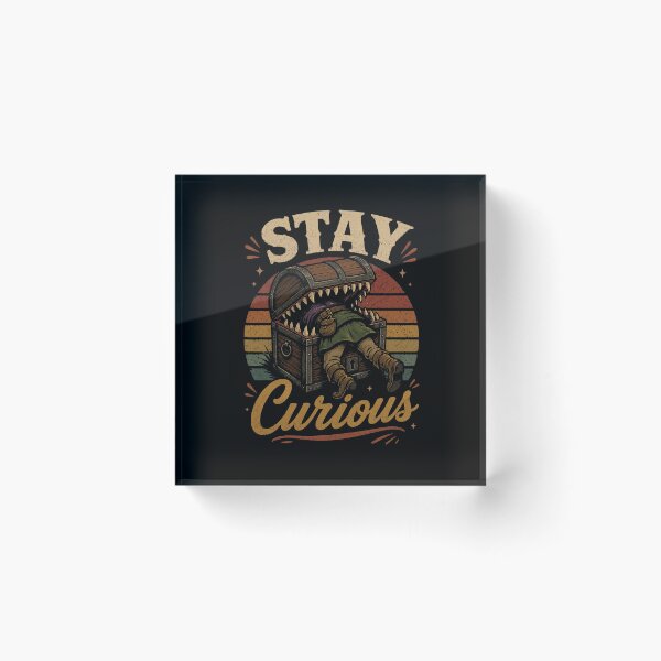 Item preview, Stay Curious – Funny Fantasy Mimic Treasure Chest Monster Retro RPG Design designed and sold by Digital Dreamtales.