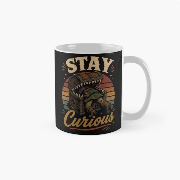 Item preview, Stay Curious – Funny Fantasy Mimic Treasure Chest Monster Retro RPG Design designed and sold by Digital Dreamtales.