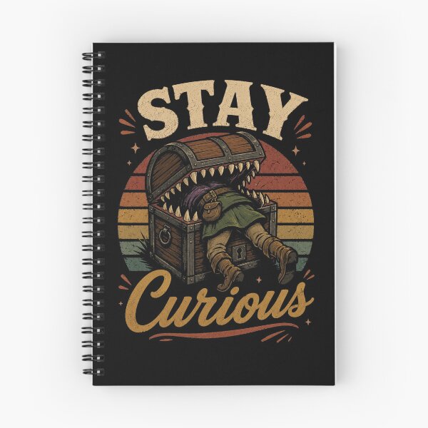 Item preview, Stay Curious – Funny Fantasy Mimic Treasure Chest Monster Retro RPG Design designed and sold by Digital Dreamtales.
