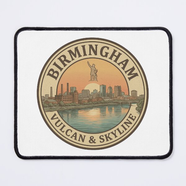 Item preview, Birmingham Alabama Vulcan and Skyline Vintage Travel Design designed and sold by CKaracaCrafted.