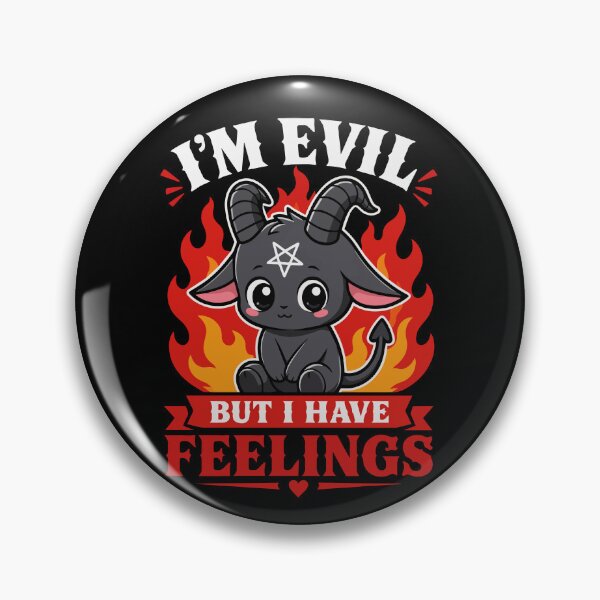 Item preview, I'm Evil But I Have Feelings | Cute Goth Devil Goat with Dark Humor Quote designed and sold by Huddy-clothes.