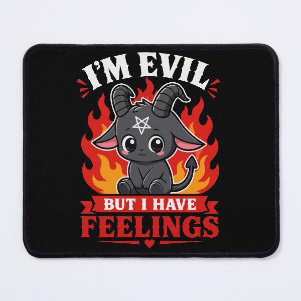 Item preview, I'm Evil But I Have Feelings | Cute Goth Devil Goat with Dark Humor Quote designed and sold by Huddy-clothes.