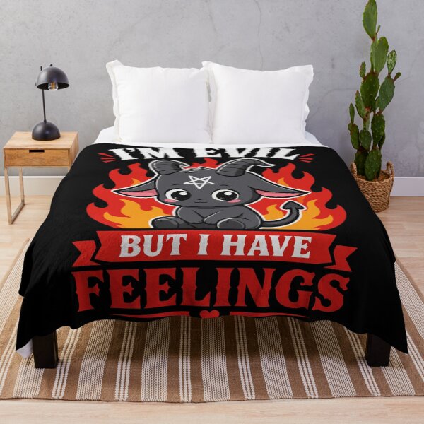 Item preview, I'm Evil But I Have Feelings | Cute Goth Devil Goat with Dark Humor Quote designed and sold by Huddy-clothes.