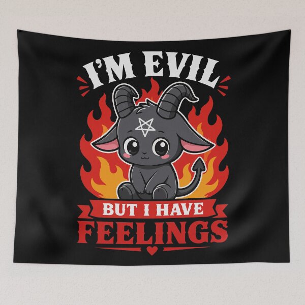 Item preview, I'm Evil But I Have Feelings | Cute Goth Devil Goat with Dark Humor Quote designed and sold by Huddy-clothes.
