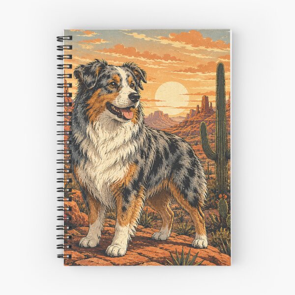 Item preview, Australian Shepherd Desert Adventure Vintage Southwest Design designed and sold by Golden Era Studio.