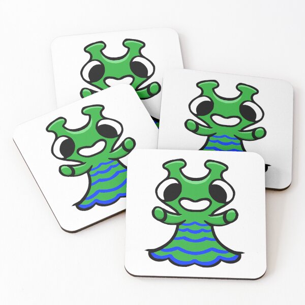 Item preview, Cute Green Ghost Monster Blue Stripes – Kawaii Sea Creature Sticker designed and sold by davidmalec.
