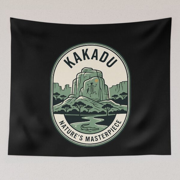 Item preview, Kakadu Australia Crocodile Rock Art Vintage Travel Emblem designed and sold by k3rstman1.
