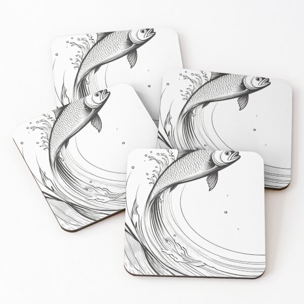 Item preview, Art - Fish Jumping Illustration, Stylized Engraving designed and sold by World-Pets.
