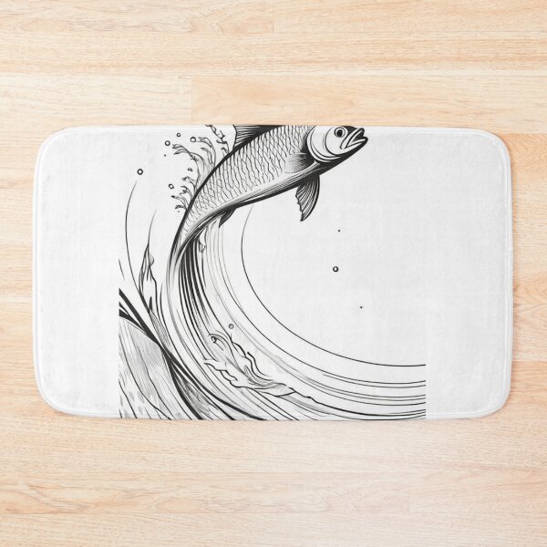 Item preview, Art - Fish Jumping Illustration, Stylized Engraving designed and sold by World-Pets.