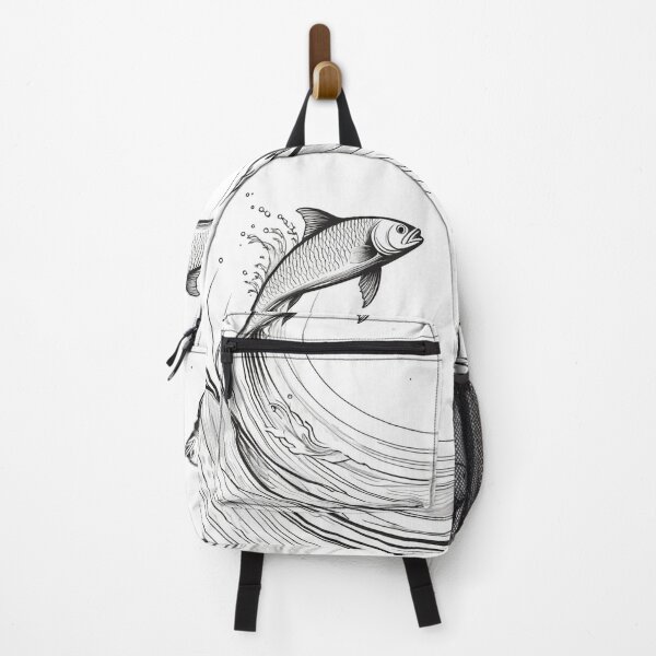 Item preview, Art - Fish Jumping Illustration, Stylized Engraving designed and sold by World-Pets.