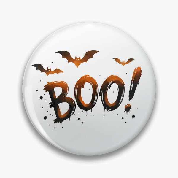 Item preview, Bats fly above the word boo in orange and black for Halloween decoration designed and sold by Ms. Iryna.