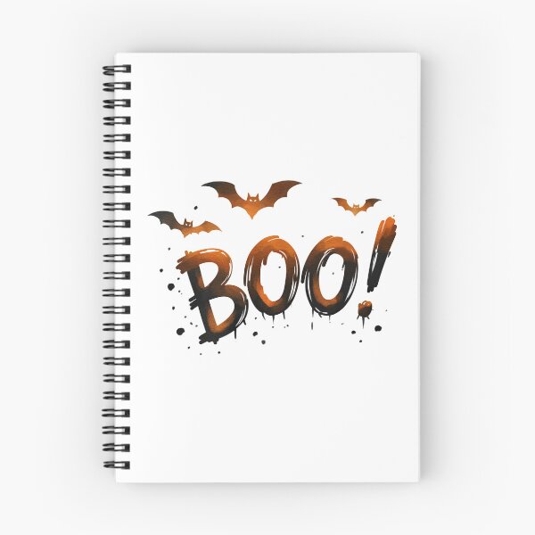 Item preview, Bats fly above the word boo in orange and black for Halloween decoration designed and sold by Ms. Iryna.