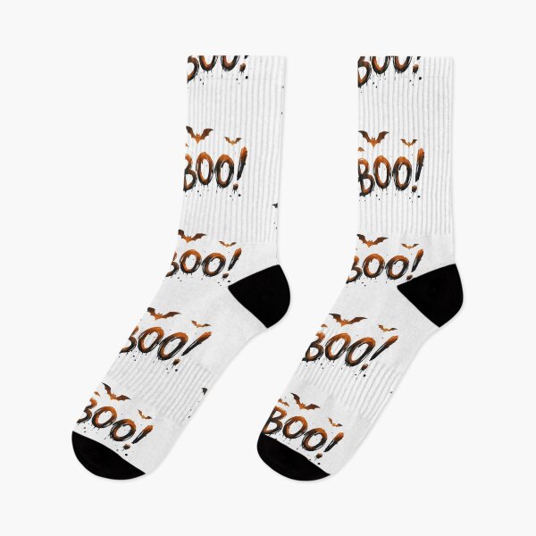 Item preview, Bats fly above the word boo in orange and black for Halloween decoration designed and sold by Ms. Iryna.