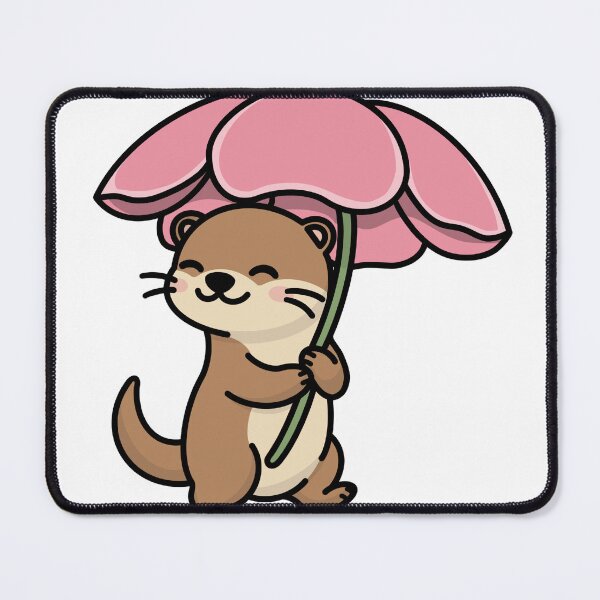 Item preview, Cute otter with pink flower umbrella designed and sold by VladaV.