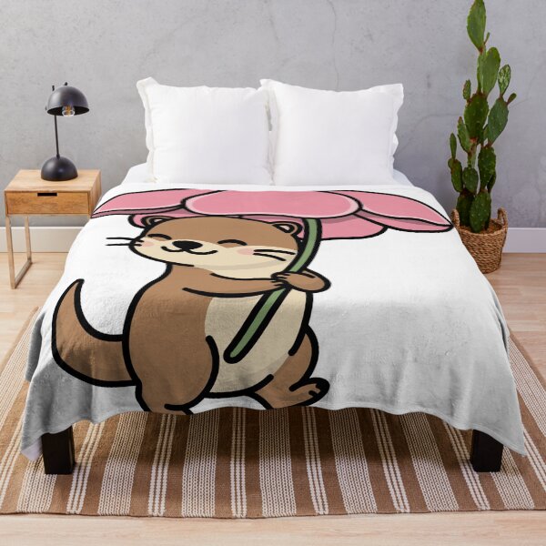 Item preview, Cute otter with pink flower umbrella designed and sold by VladaV.