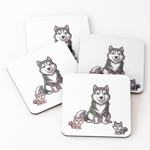 Item preview, Cute Siberian Husky and Puppies Cartoon Dog Lover designed and sold by EHdesignShop.