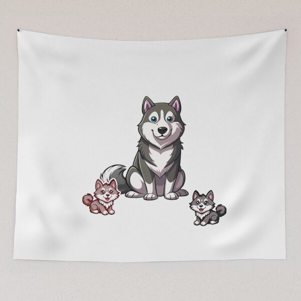 Item preview, Lindos perros husky siberianos y cachorros de dibujos animados para amantes de los perros designed and sold by EHdesignShop.