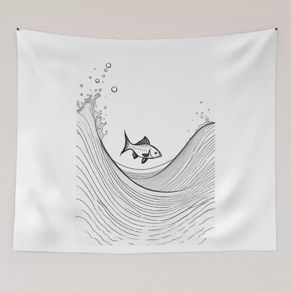 Item preview, Art - Ukiyo-e Inspired Illustration, Aquatic Harmony designed and sold by World-Pets.