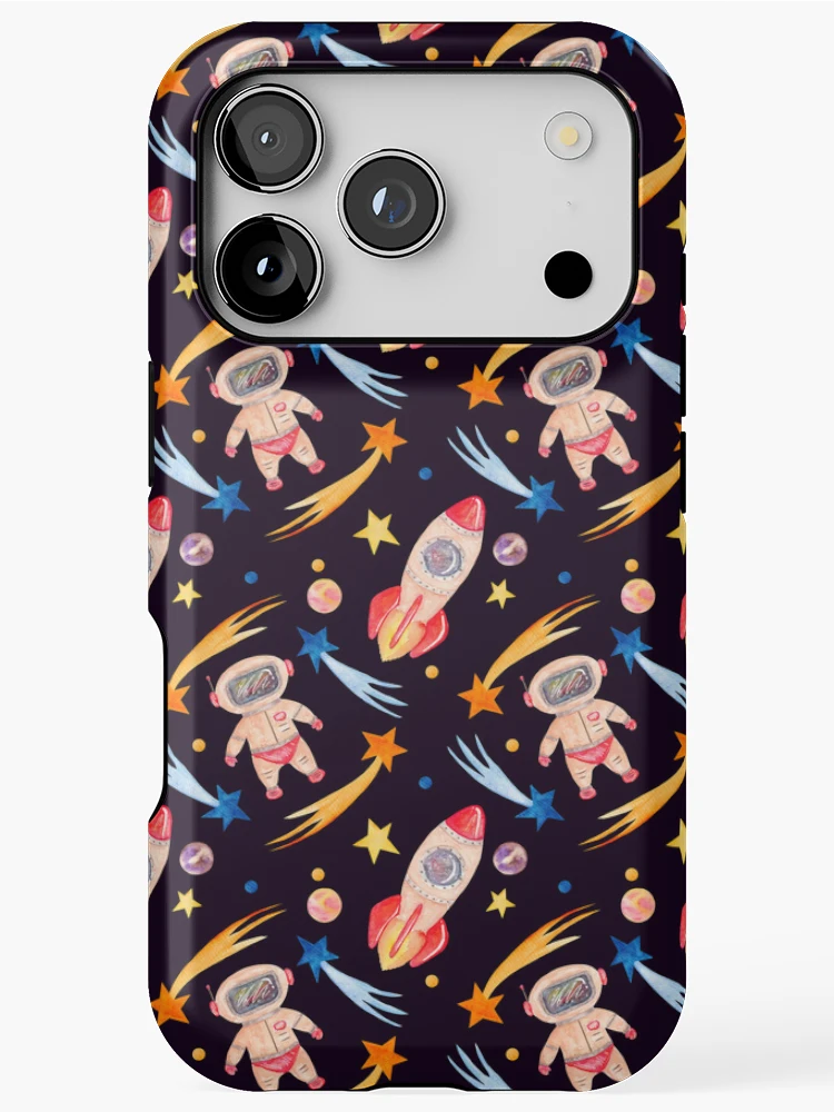 Thumbnail 1 of 4, iPhone Case, Spaceman and Rockets Pattern designed and sold by TeeGeeTees.