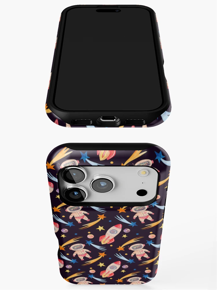 Thumbnail 3 of 4, iPhone Case, Spaceman and Rockets Pattern designed and sold by TeeGeeTees.