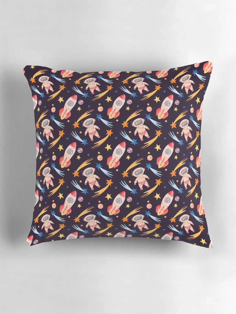 Thumbnail 3 of 4, Pillow, Spaceman and Rockets Pattern designed and sold by TeeGeeTees.