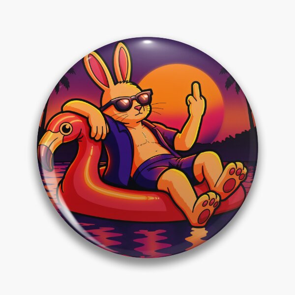 Item preview, Respectfully… F@ck Off | Chill Bunny on Flamingo Pool Float | Funny Retro Synthwave Illustration designed and sold by Object of Reference Designs.