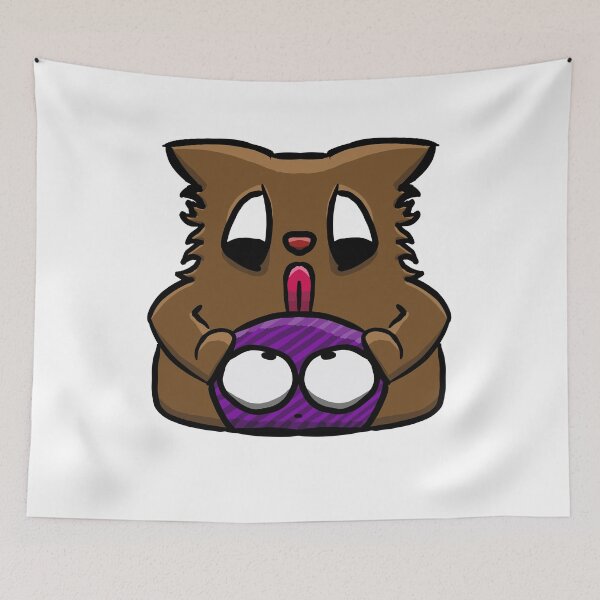 Item preview, Cute Weird Kitten Holding Ball – Kawaii Creepy Cute Sticker Art designed and sold by davidmalec.