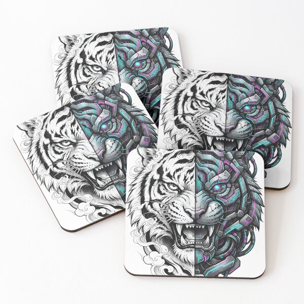 Item preview, Cyber Tiger Split Face Neo Tokyo designed and sold by Neo Tokio.