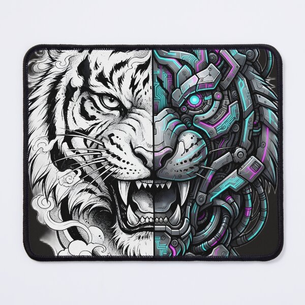 Item preview, Cyber Tiger Split Face Neo Tokyo designed and sold by Neo Tokio.