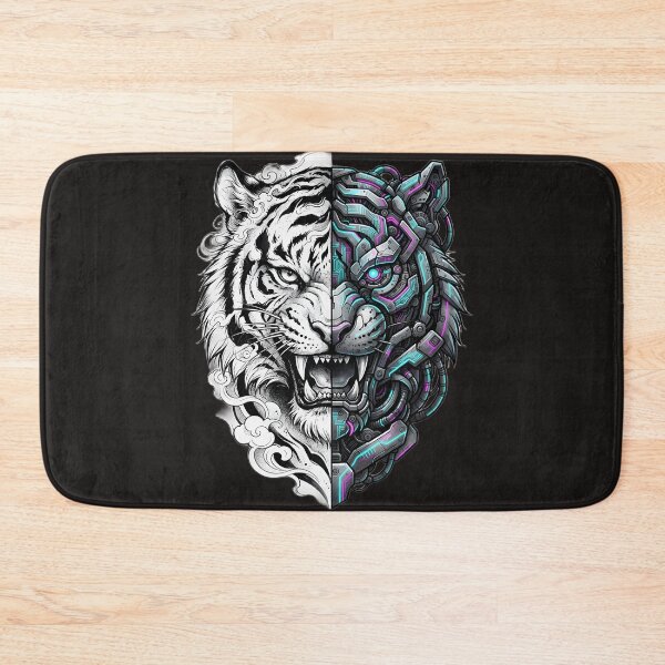 Item preview, Cyber Tiger Split Face Neo Tokyo designed and sold by Neo Tokio.