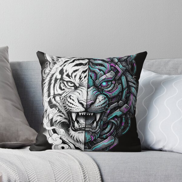 Item preview, Cyber Tiger Split Face Neo Tokyo designed and sold by Neo Tokio.