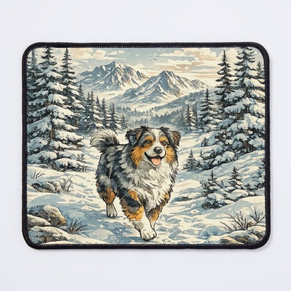 Item preview, Australian Shepherd Winter Hiking Vintage Snow Adventure designed and sold by Golden Era Studio.
