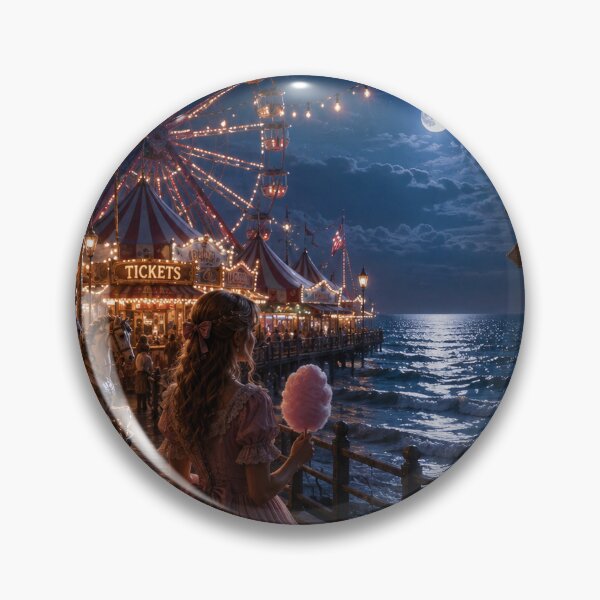 Item preview, Midnight Carnival by the Sea Dreamy Night Fair Art designed and sold by TaiwoDesigns.
