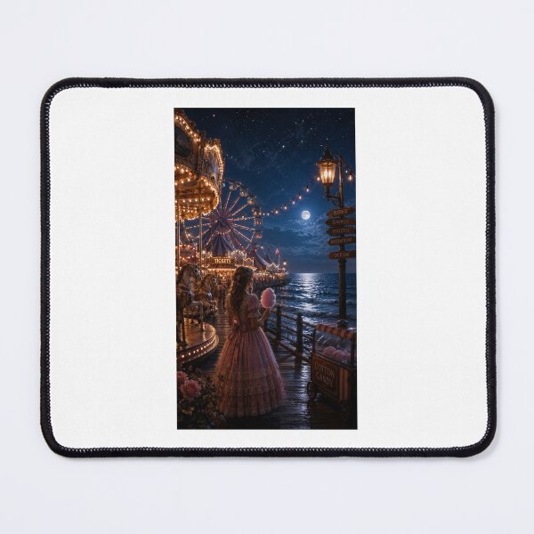 Item preview, Midnight Carnival by the Sea Dreamy Night Fair Art designed and sold by TaiwoDesigns.