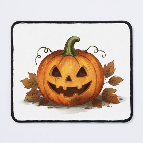 Item preview, Happy jack-o'-lantern sits among brown leaves in autumn setting on a white background designed and sold by Ms. Iryna.